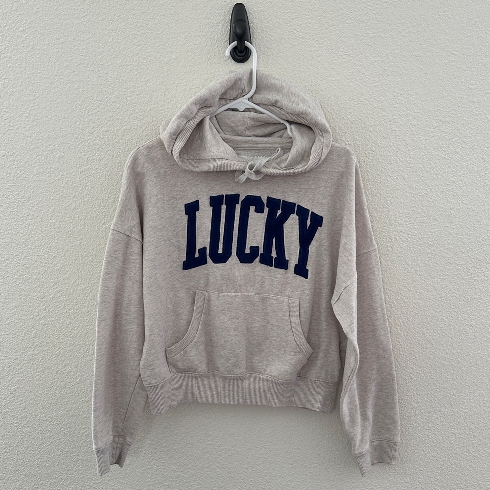 Lucky Brand Cropped Hoodie Sweatshirt - Y2K Varsity Athleisure - S